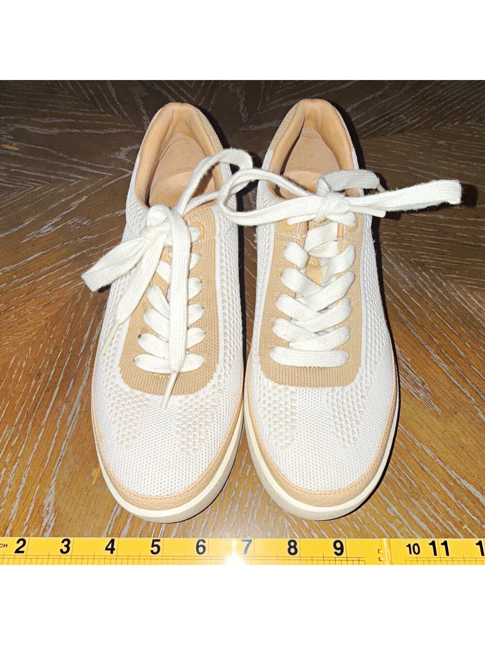 Vionic Galia Womens Knit Lace-Up Low Top Sneakers White Beige Solid Casual 6